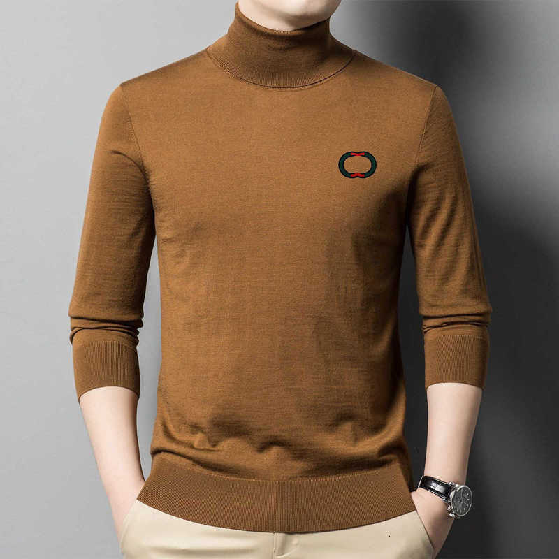 Men's Sweaters Designer Machine fine-knit, pure wool sweater for men featuring high collar long sleeves, perfect base layer for autumn and wint