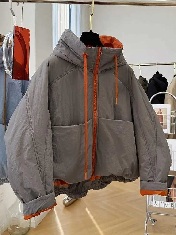 French Style Quilted Hooded Long-Sleeved Women Cotton Jacket 2025 Autumn Winter New Women Cotton Coat Thicked Warm Outwear H260917