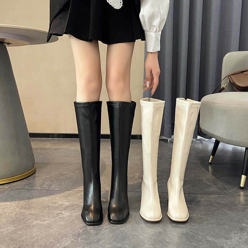 Autumn and Winter fashion BCEBYL New Sexy Zipper Square Toe Solid Color Comfortable Chunky Heel Women's Boots Zapatos Mujer D260917