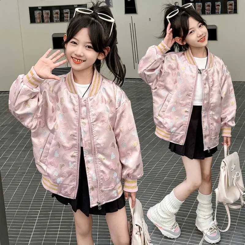 Coat Girls Baseball Children's Love Jacket Spring Sweet Fashion Outerwear Autumn Kids Zipper Punch 2025 New ClothesT260916