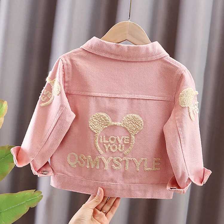 Autumn 2026 Spring 1-8Y Toddler Kids Girls Cute Denim Jacket Long Sleeve Back Letter Embroidery Single Breasted CoatsT260916