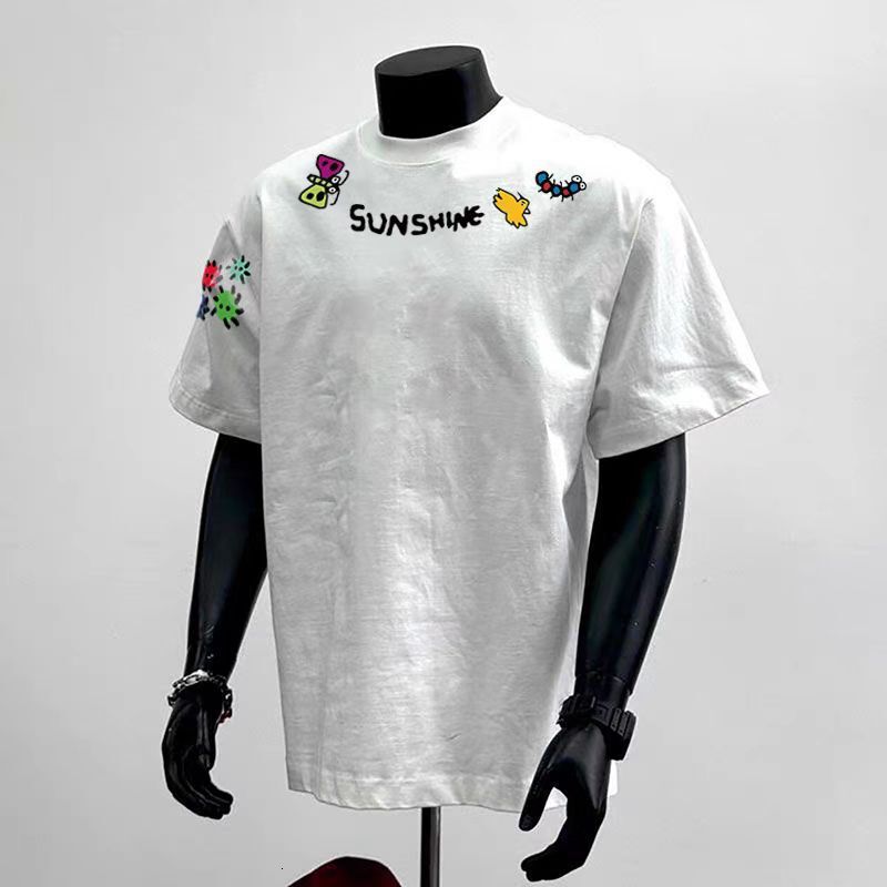 Designer Trendy heavy-duty short-sleeve T-shirt for men, American high street fashion brand, embroidered cotton, breathable, loose fit, casual retro