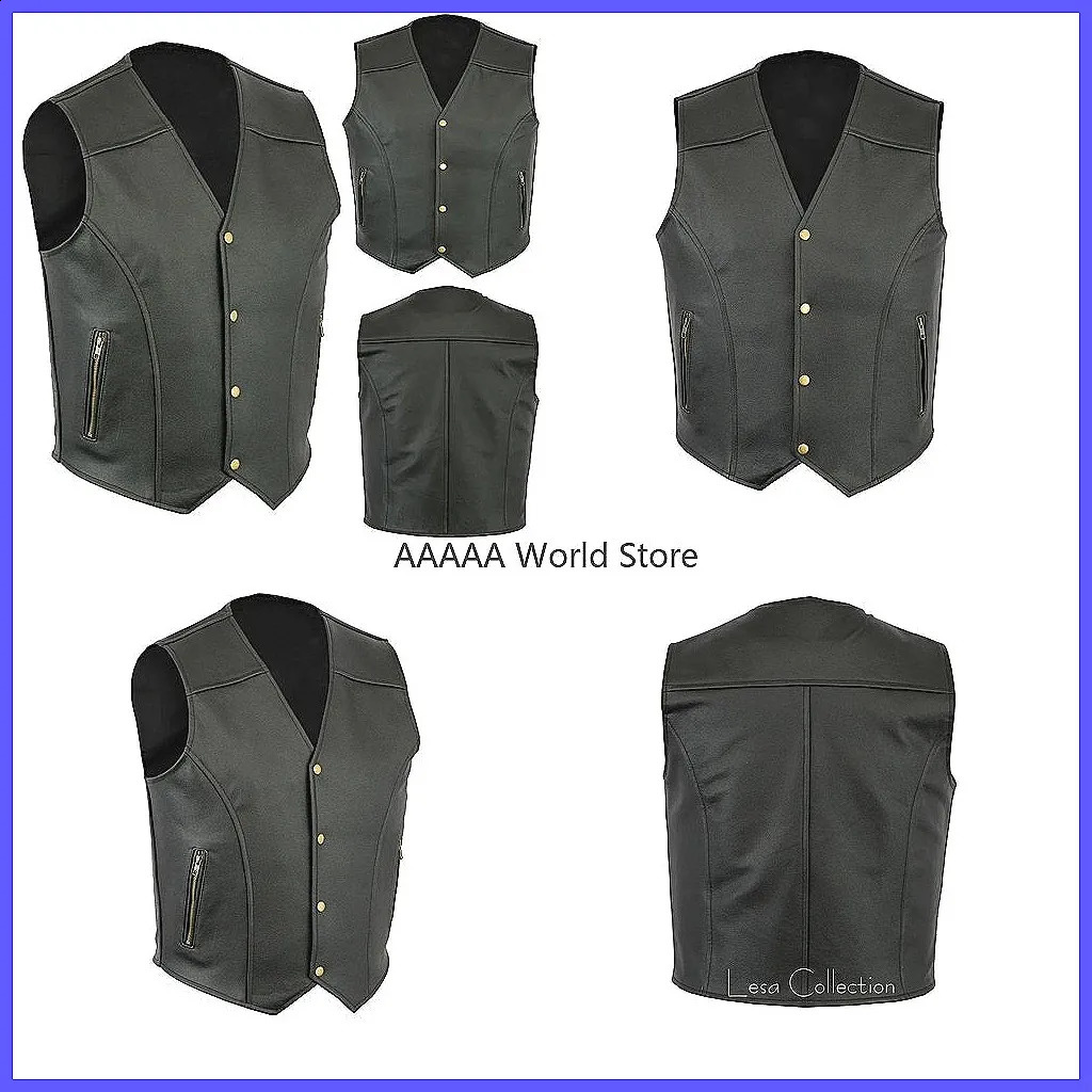 Steampunk Cowboy Vest for Men Black Leather Motorcycle Vest Retro Vintage Style Plus Size Riding Club Vest 260917
