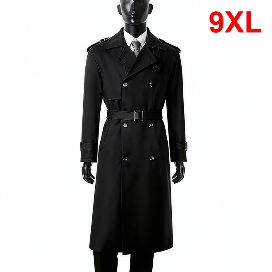 Long Windbreaker Jacket Men 9XL Plus Size Coat Jacket Spring Autumn England Style Jackets Male Big Size 9XL 260916