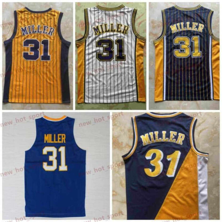 Vintage Basketball Jersey Paul George Reggie Miller 1994 1995 Navy Yellow White Classic Retro Stitched