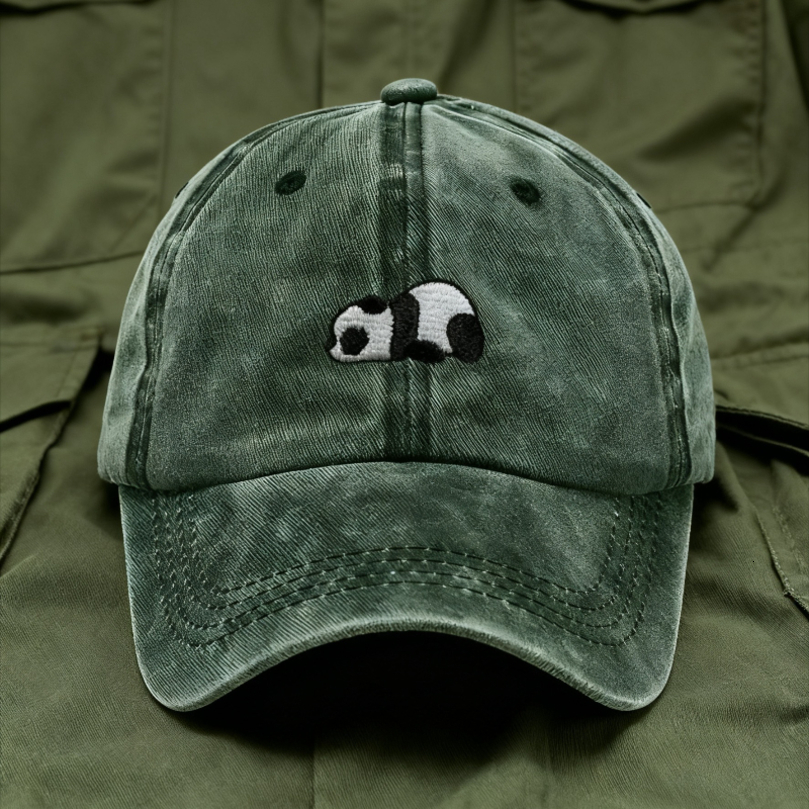 Baseball Cap Vintage Distressed Unisex Corduroy Dad Hats Panda Embroidery Washed Cotton Casual Outdoor Sports Sun Hat 260916