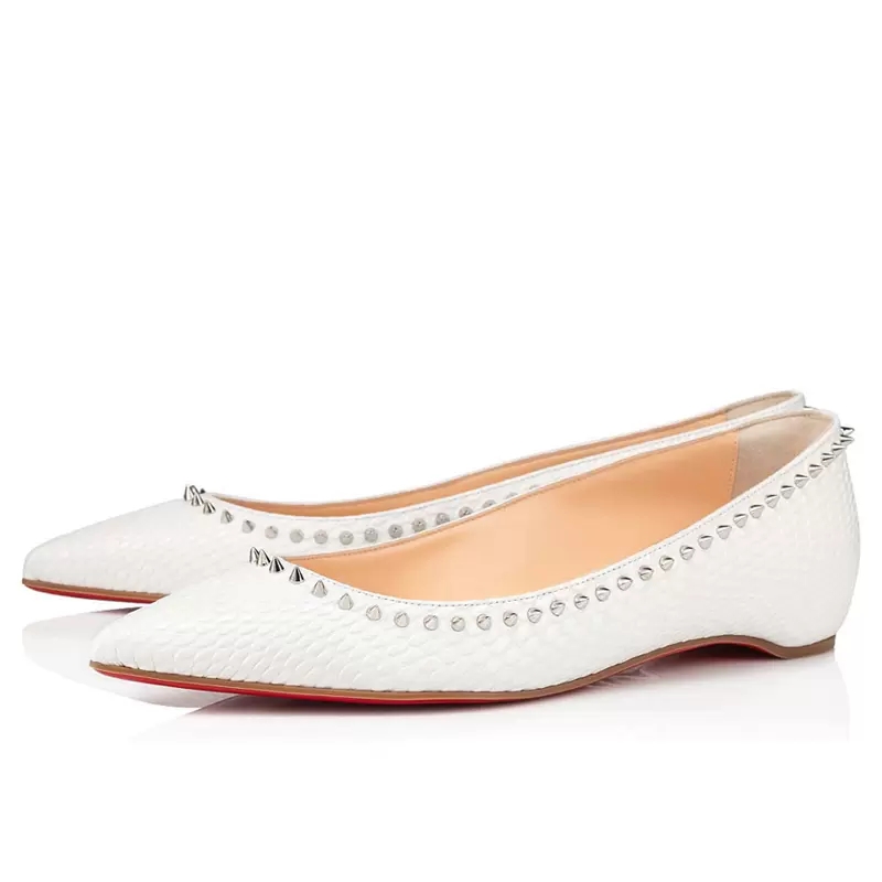 Fashion Perfect Women Sandals Ballerinas Shoes Red Bottoms Anjalina Flat Popular Pointed Toe Ballet Suede Leather Sexy Ladies Rivets Embellished San
