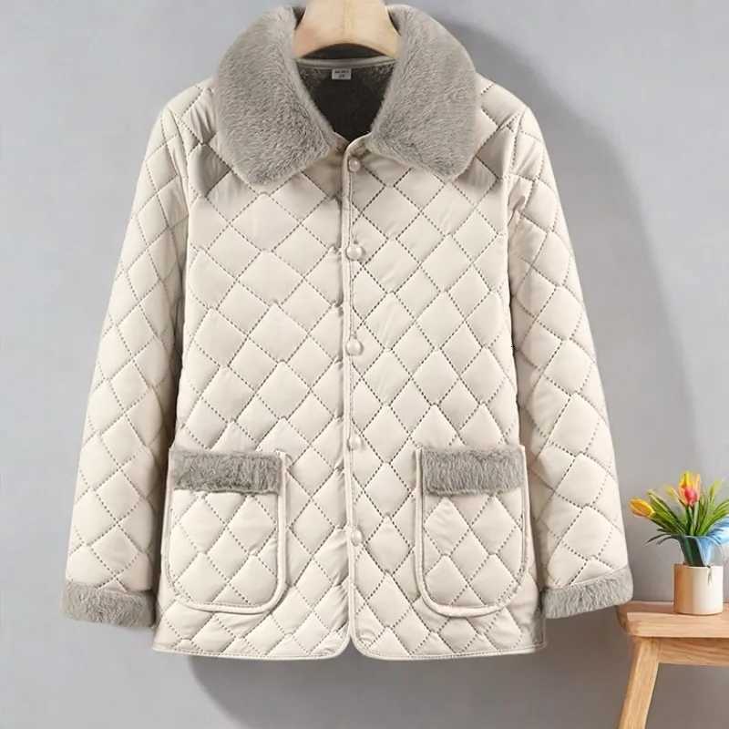 Mother's Clothes Female Clothes Winter With Added Velvet For Warmth Coat Fashionable New Short Ribbed Thickened Jacket Autumn H260917
