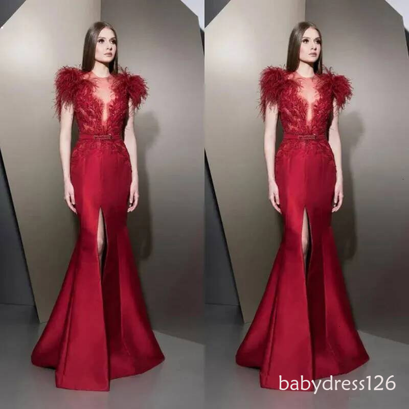 ziad nakad Evening Dresses Red Long Prom Gowns robe de mariee Cocktail Party Dress Plus Size