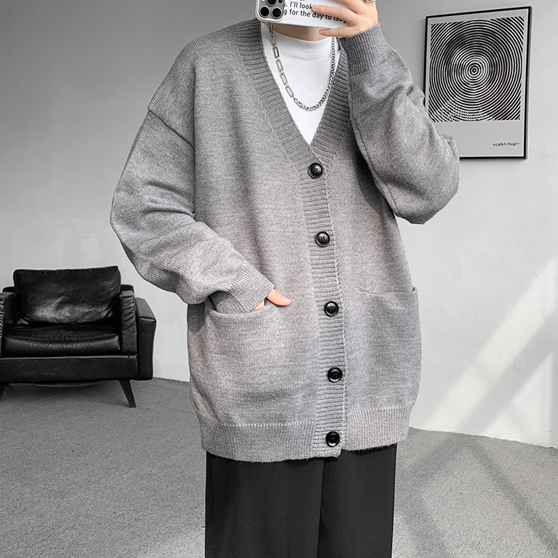 Plus Size 8XL-M Korean Style V-neck Cardigans Men Pocket Design Simple Sweater Autumn New Popular Male Casual Daily Knitted Coat J260917