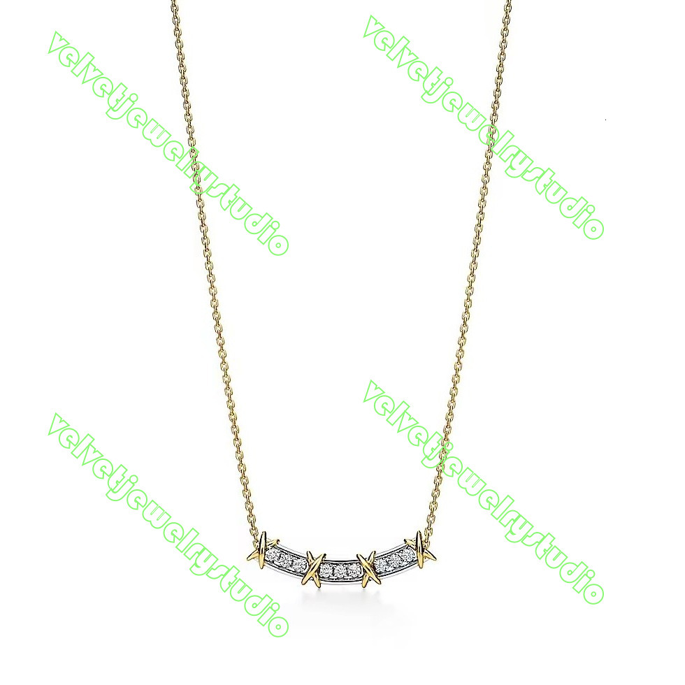 Designer Womens Mens Jewelry Necklace T Brand 16-Stone Necklace Cross Smile Design Two-Tone Electroplated 18K Gold Fashionable Clavicle Chain For Wo