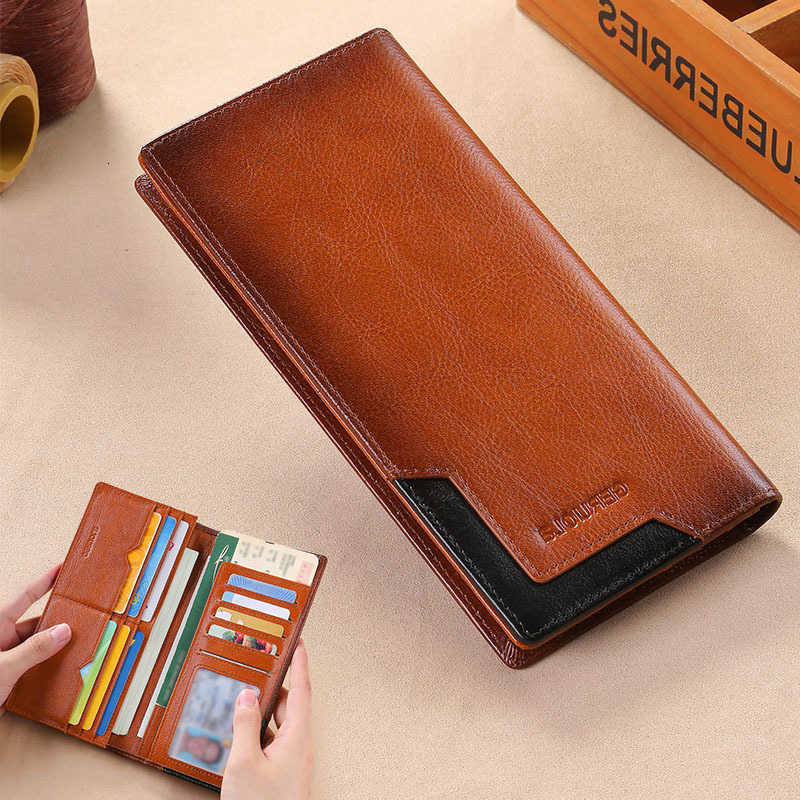 Genuine Wallet Men's Leather New Wallet Long Bag Storage Silver Foreskin Clip Hand-Held Bag GiftT260917