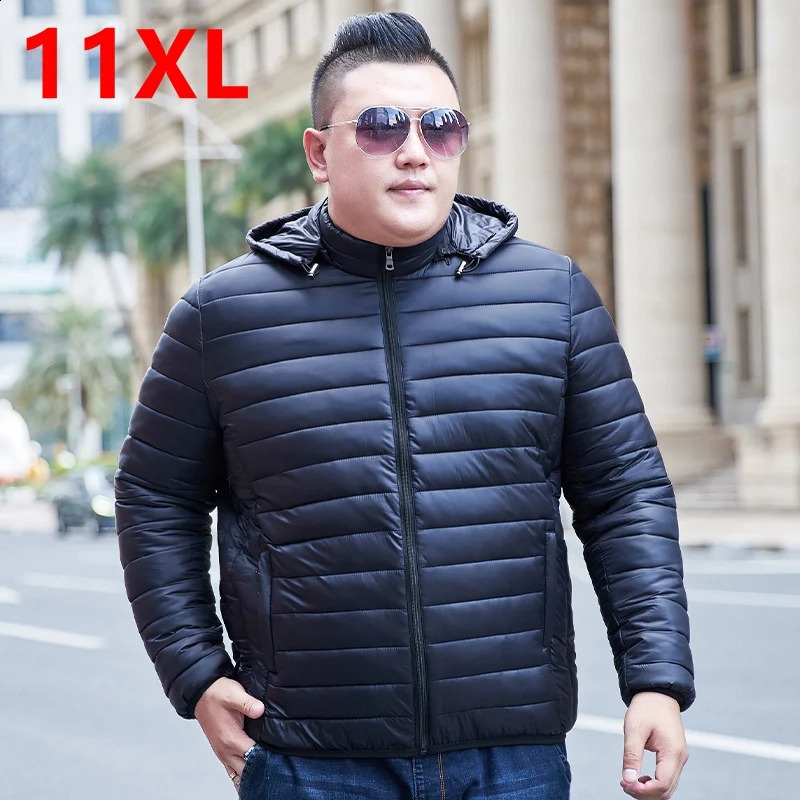 Mens padded jacket winter padded jacket plus size mens jacket loose coat 8XL 10XL 9XL Removable hat winter men 7XL 11XL 260917