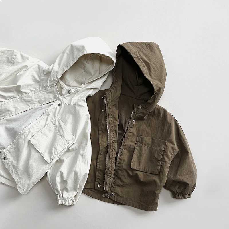 Children's Clothes 8995 Hooded Coat Spring New Retro Baby Boy's Windbreaker Coat Simple Fashion Girl's Jacket OuterwearT260916