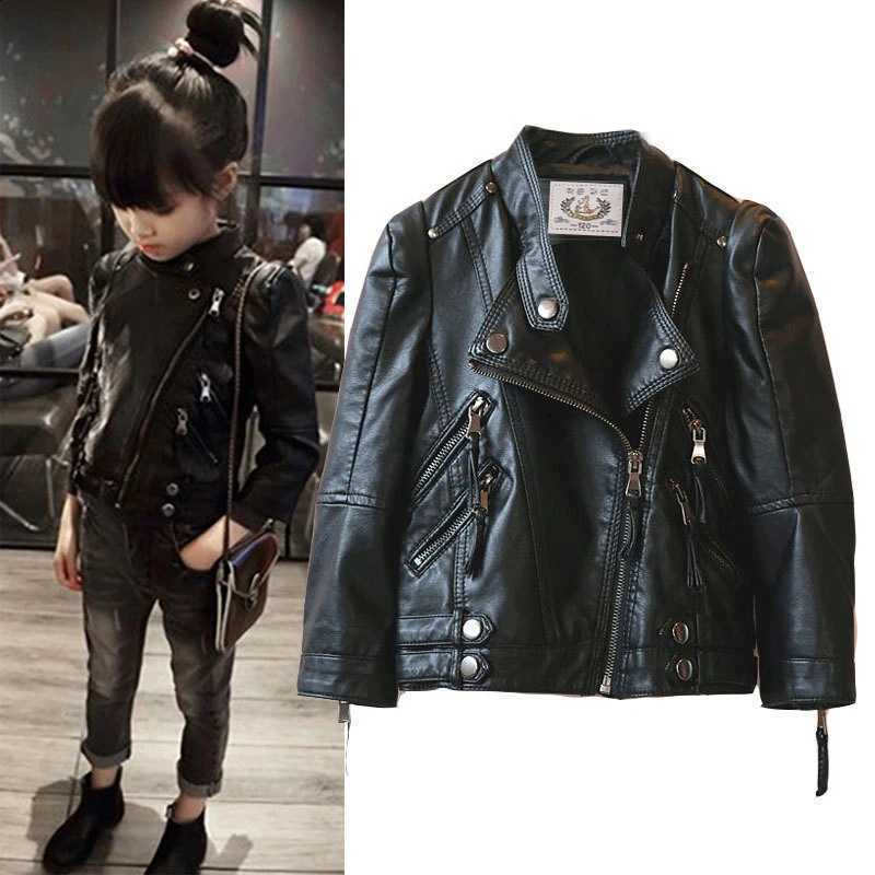 Kids Children Luxury Spring Autumn Leather Jacket for Tweens Girls Casual PU Coat Black Red Pink Color Leather Clothing 2-14 YT260916