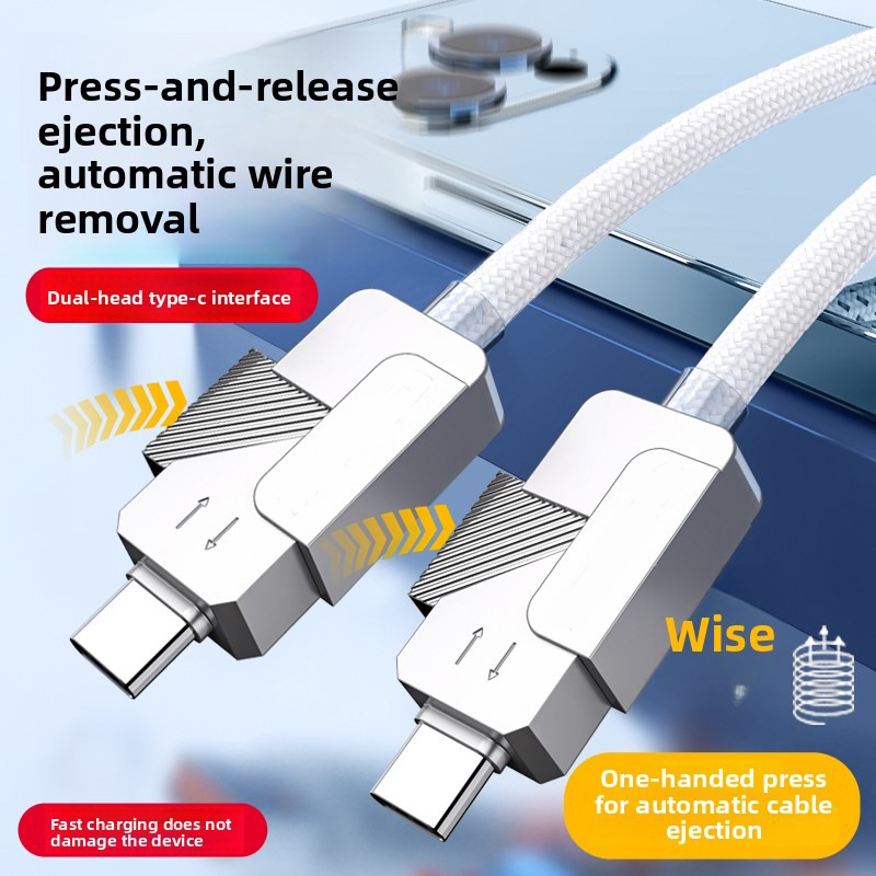 Débranchement élastique d'une seule main, câble de données de charge rapide, interface de type C et appareil mobile C-C, adapté aux téléphones mo