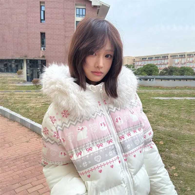 Women's Winter Tops Jacket Cotton Coat Striped Hooded Thickened Warm Vintage Simple Comfortable Leisure Fashion Niche Versatile H260917