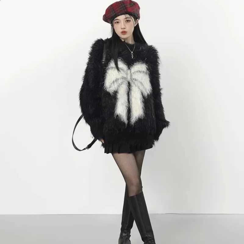 bow imitation mink Christmas sweater women's autumn and winter thick lazy style versatile knitted top J260916