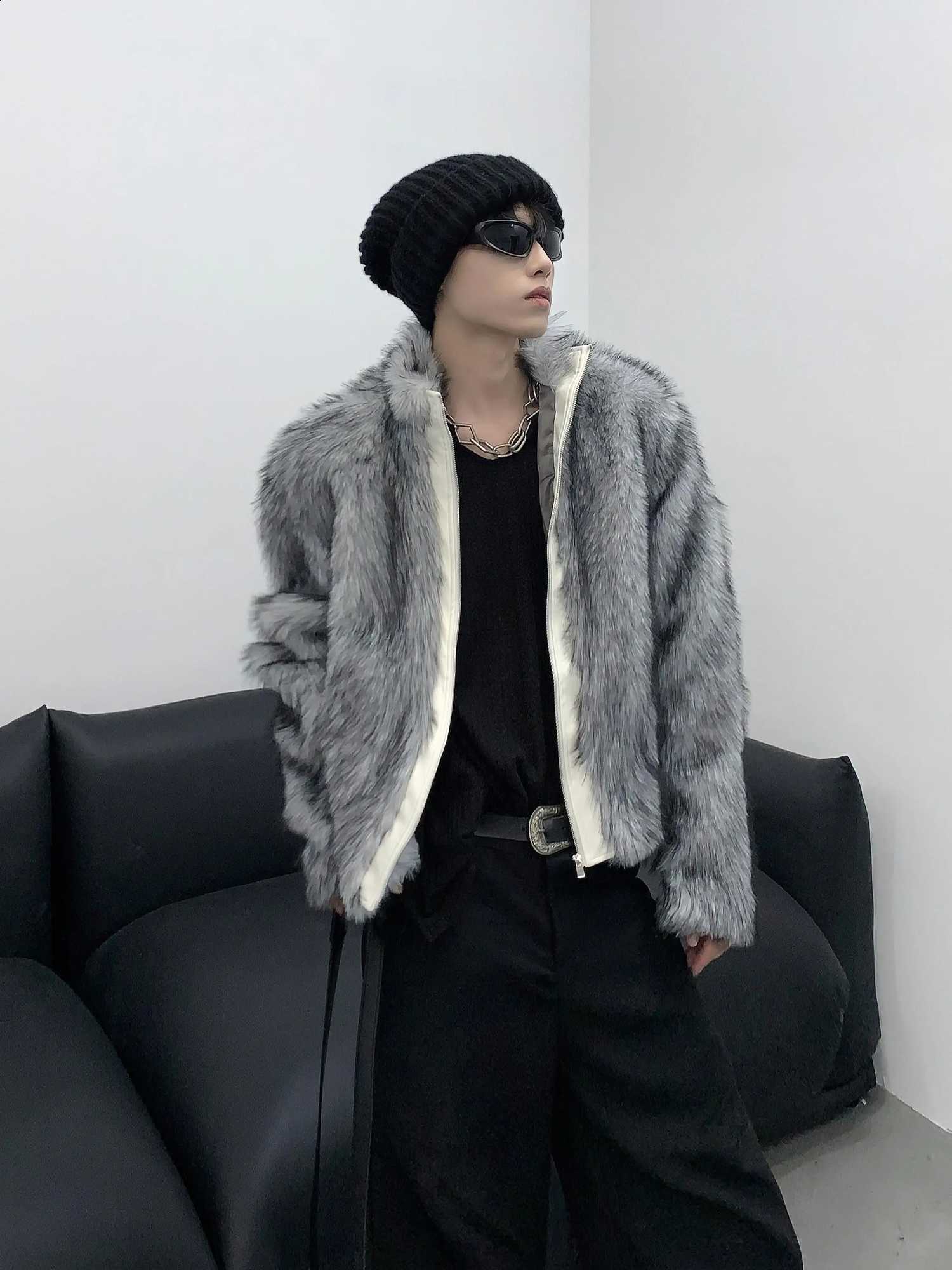 Long-sleeve Fur Thickened Light Faux Male Imitation Fur Coat Men's 2024 Winter New Trendy Short Mink Plush CoatsW260915