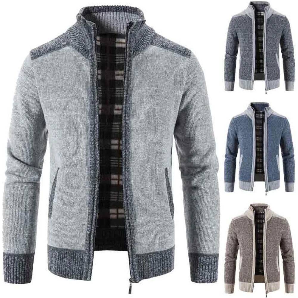 Autumn Winter Men's Thick Loose Casual Cardigan Jacket Zip Knitted Sweater Men Streetwear J260917