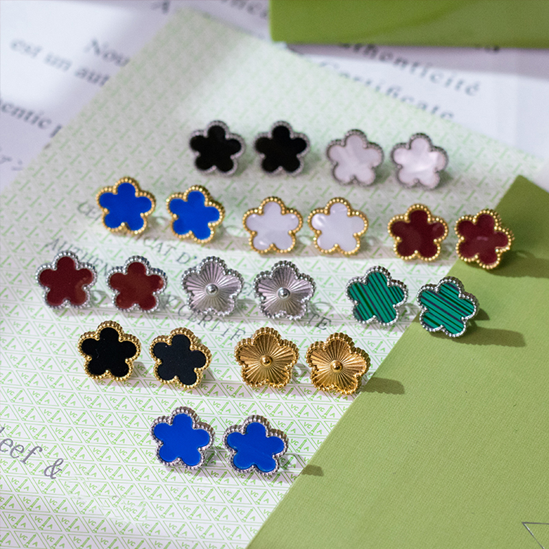 Charm Brand Clover Earrings Fashion Single Flower Earrings High Quality Stainless Steel 18k Gold Designer Jewelry