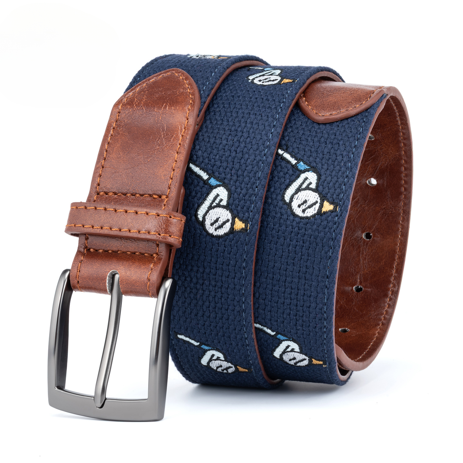 Embroidered Trendy Versatile Perfect Casual Wear Decorative Pants Belt Men's Golf Sports Leather Belt High-Quality