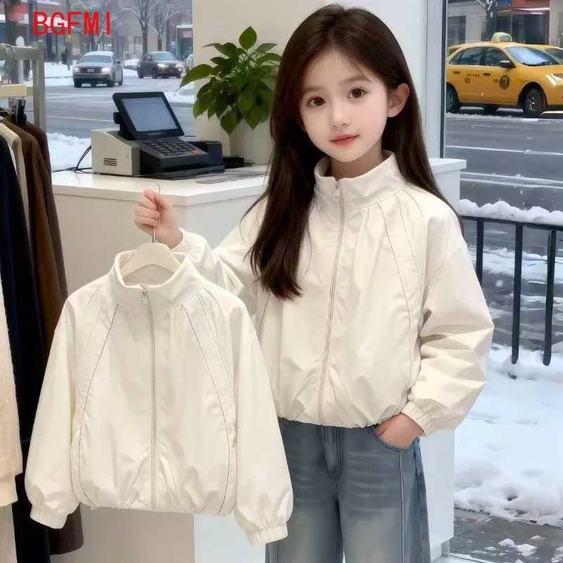 Spring Girls Windbreaker Autumn 2026 New Kids Stand Collar Zipper Jacket Thin Liner Outdoor Sports Top Spring Coat for GirlsT260916