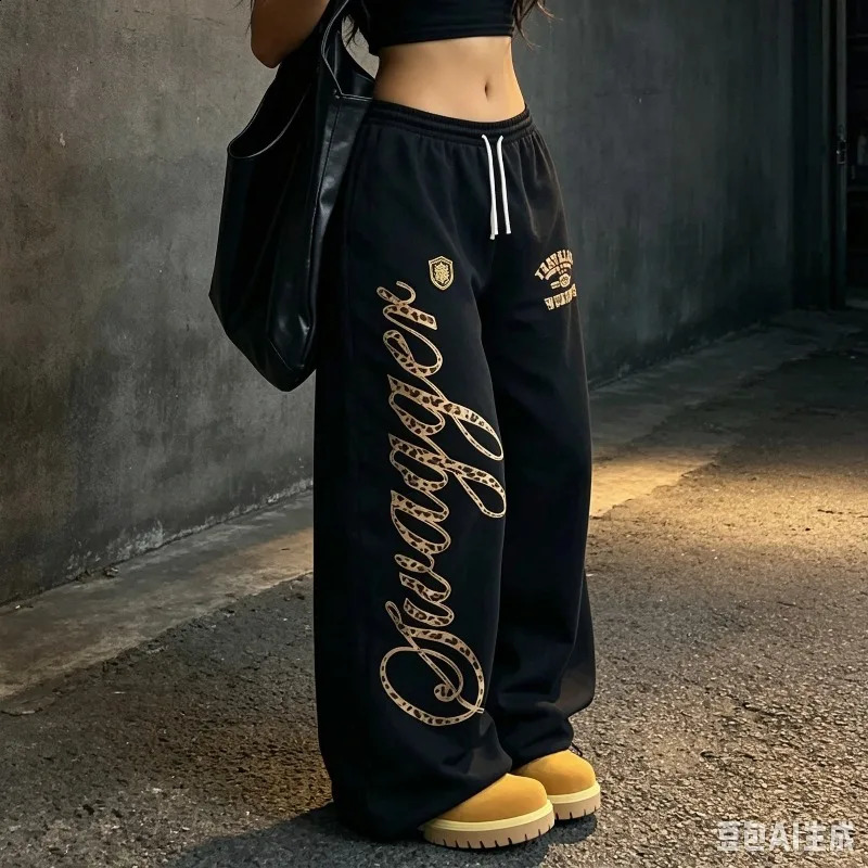 2026 Womens Loose Fit Streetwear Style Printed Sweatpants Comfortable Casual Polyester Fiber Long Trousers s Autumn Arrival 260917