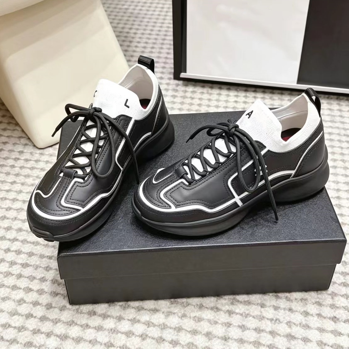Fashion 26a Leather suede sneakers Women casual shoes Black white Leopard print zebra stripe designer shoes Lace up Luxury Loafers Sports trainers t
