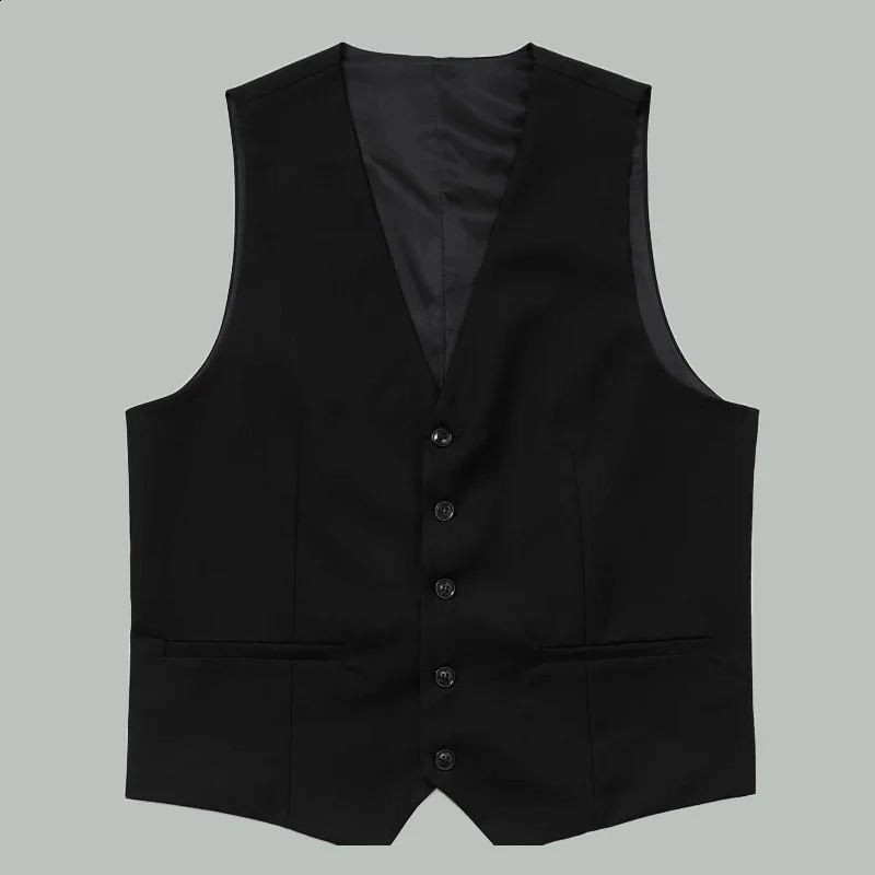2026 Man Vest Spring Autumn Simple Solid Color Vneck Slim Male Waistcoat Singlebreasted Breathable Versatile Men Suit Coat 260917