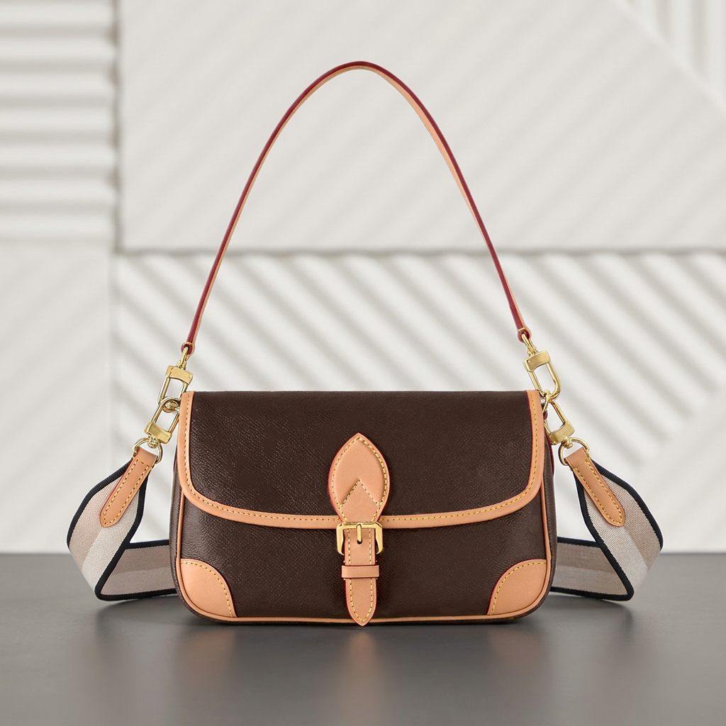 Vintage crossbody bag handbag Women designer classic trend Diane messenger baguette bags with double shoulder straps and letter coated canvas leathe