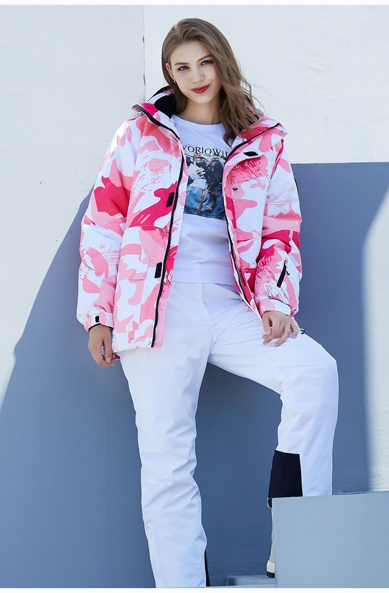Women's Outdoor Suit, Warm Thick, Korean Style, Suitable For Snowboarding Skiing, Waterproof Windproof Ski Jacket And Pants Set