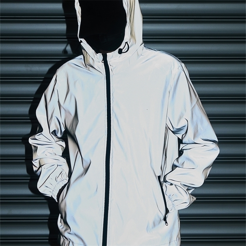 Night Reflective Clothes Spring Men's Hooded Jacket Outdoor Run Casual Windproof Coat Couples Hip-hop Streetwear S-5XL 260916CJ