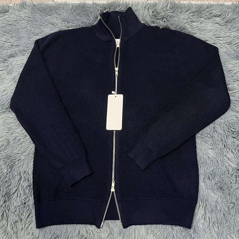 Asian size Autumn Winter Men Loose Casual Knit Sweater Zipper Semi High Neck Long Sleeve Cardigan Lazy Comfortable Warm Top J260917