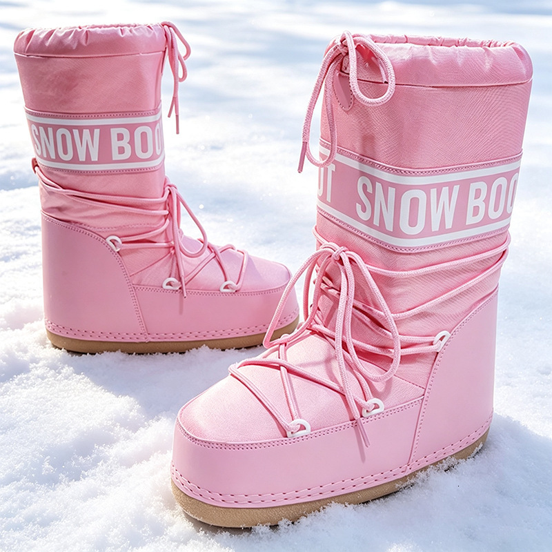 Fashion Colour Moon Fleece-Lined Thickened Warm Winter Casual Space Waterproof Non-Slip Mid-Calf Snow Boots for Women