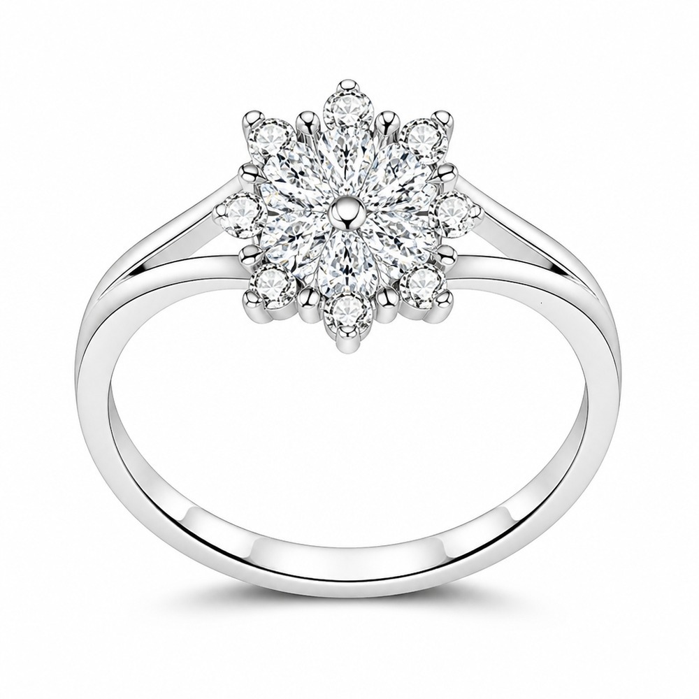 Platinum Beauty Code Moissanite Sterling Silver Luxury Ring Anniversary Classic Everyday Style