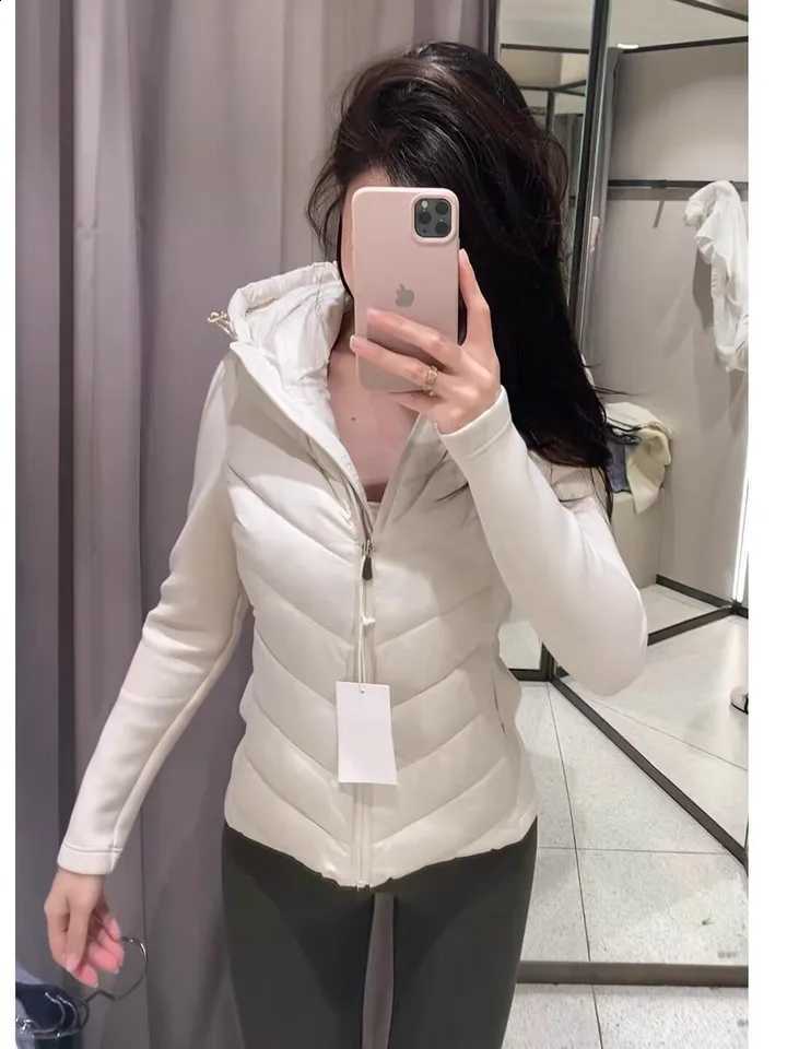 Women's Elegant Patchwork Hooded Down Cotton Jackets 2026 Autumn Winter Lady Fashion Army Green Warm Slim Fit Parkas Outwear H260917