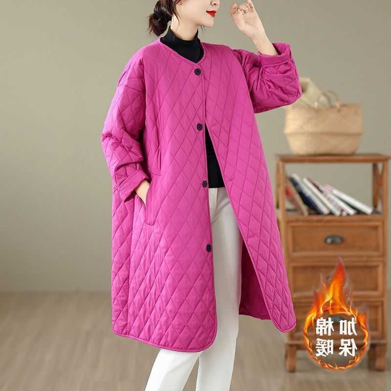 Large Size Women's Down 4XL Cotton Padded Jacket 2026 New Autumn Winter Casual Solid Long Parkas Female Loose Quilted Warm Coat H260917