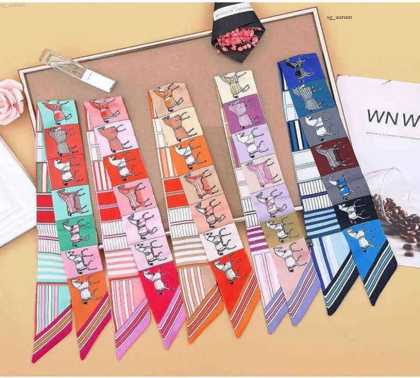 Twilly Top corée femmes foulard été refroidissement impression cravate sac poignée écharpe filles soie bandeau de cheveux châle Y11084732520
