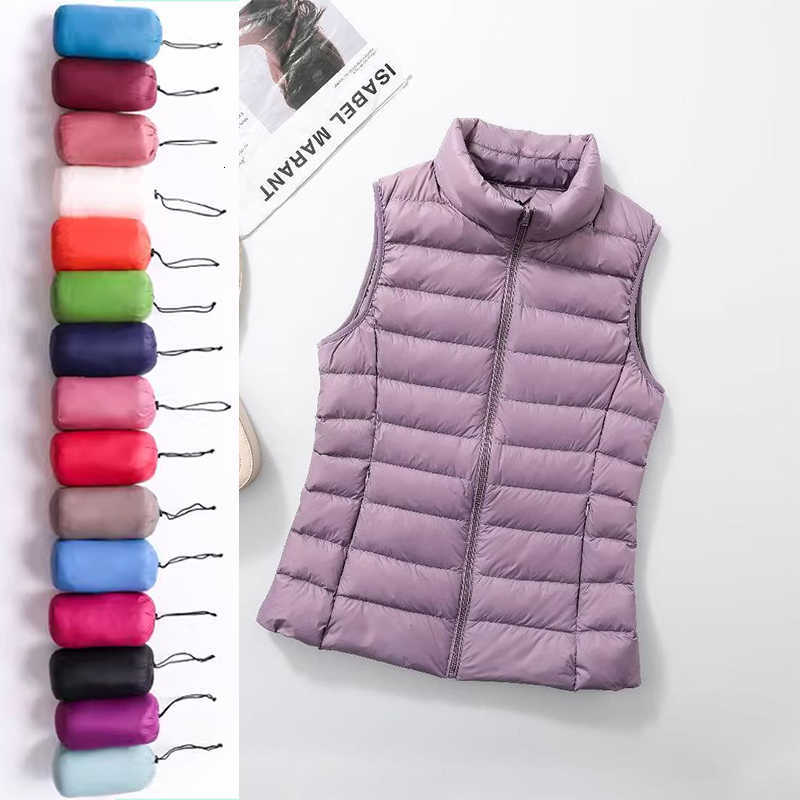 Women's Plus Size 3xl 4xl Sleeless Slim Fit Puffer Jackets 2025 New Autumn Winter Female Ultra Lightweight Packable Vest Coat H260917