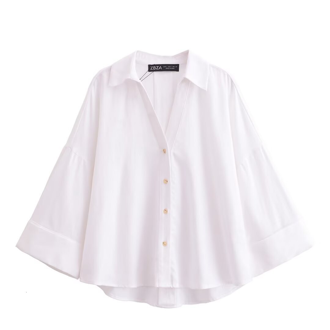 New spring summer collection women: stylish versatile linen-blend wide-sleeved shirts for a comfortable and elegant look