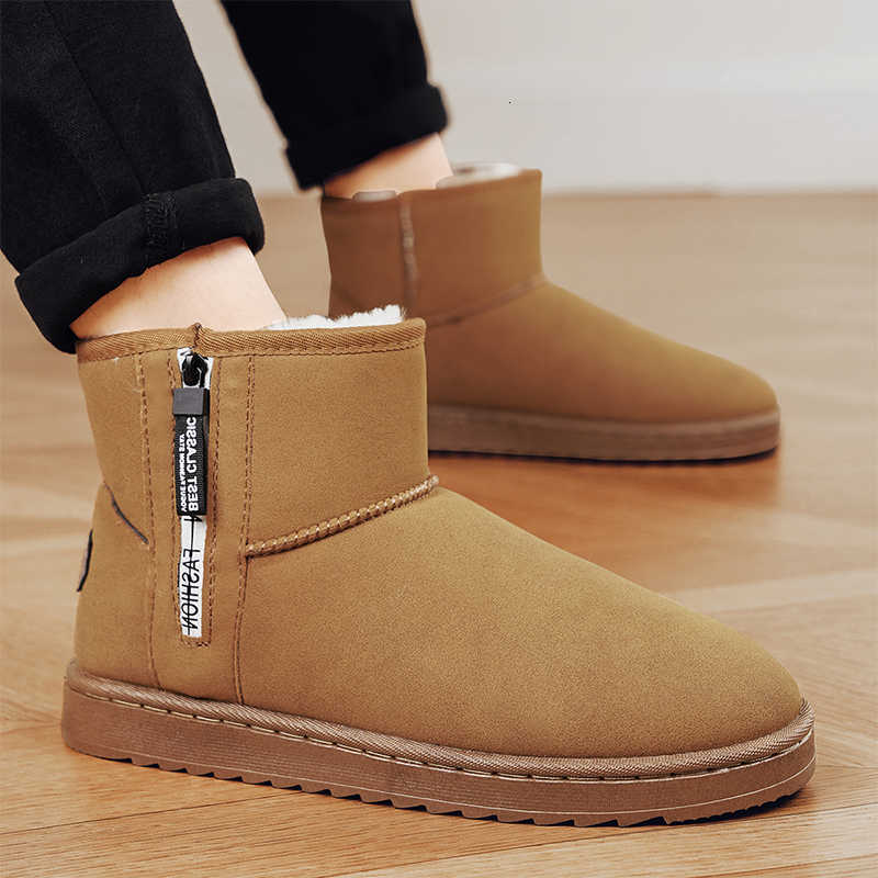 Outdoor Brown Men's Winter Boots Warm Plush Snow Boots Men Fur Ankle Boots for Women SlipCotton Shoes botas masculino D260917
