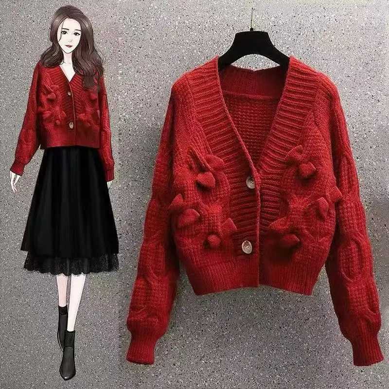 New In Jackets Winter Korean Style Women's Clothing Trend 2024 Elegant Cardigan Women Long Sleeve Top Bow Knitwear Sweet Sweater X260916