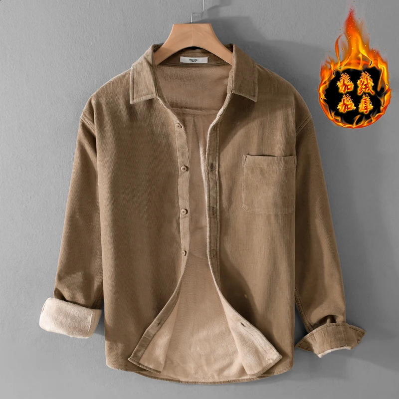 ner Italy Quality Shirts For Men Fashion Cotton Corduroy Warm Longsleeve Thickened Plus Size Top Clothes Camisa 260917