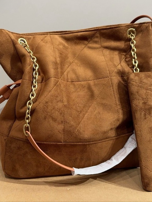 Y designer bag suede silhouette single shoulder armpit chain letter tote bag large capacity retro diamond grid drawstring bucket bag lucky bag trend