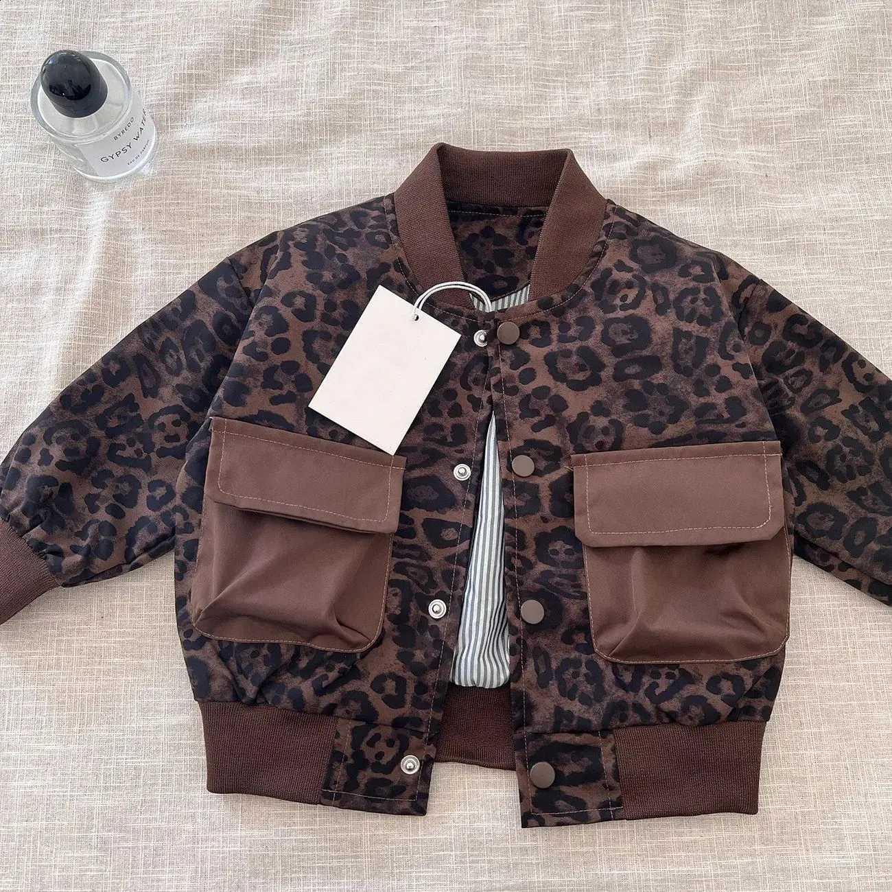 Leopard Spring Autumn Print Boys Leather Jacket Lapel Waterproof And Stain Resistant Windbreaker Coat For Kids Children PresentT260916
