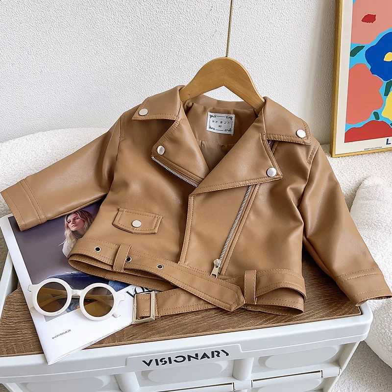 Autumn New ZOETOPKID Girls Leather Jackets Children Classics Fly Coats Kids Clothing Baby Girls Fashion Pu OuterwearT260916
