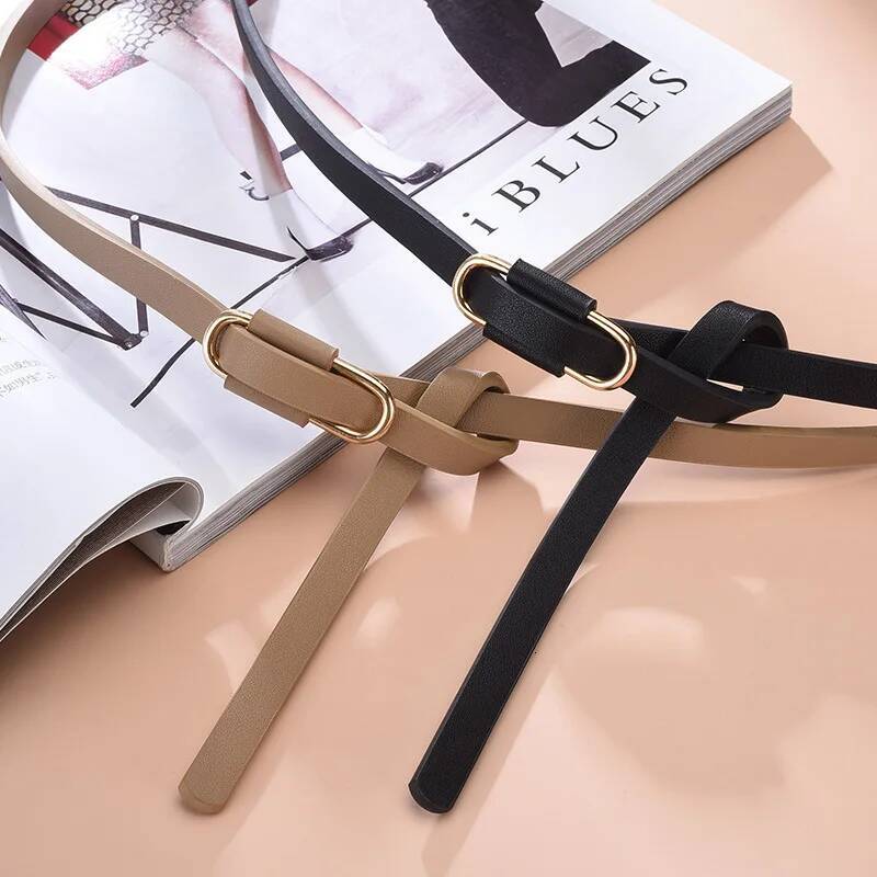 Simple Thin for Women Summer Dress Belt Lightweight 110cm Long Solid Color PU Band Belts W260917