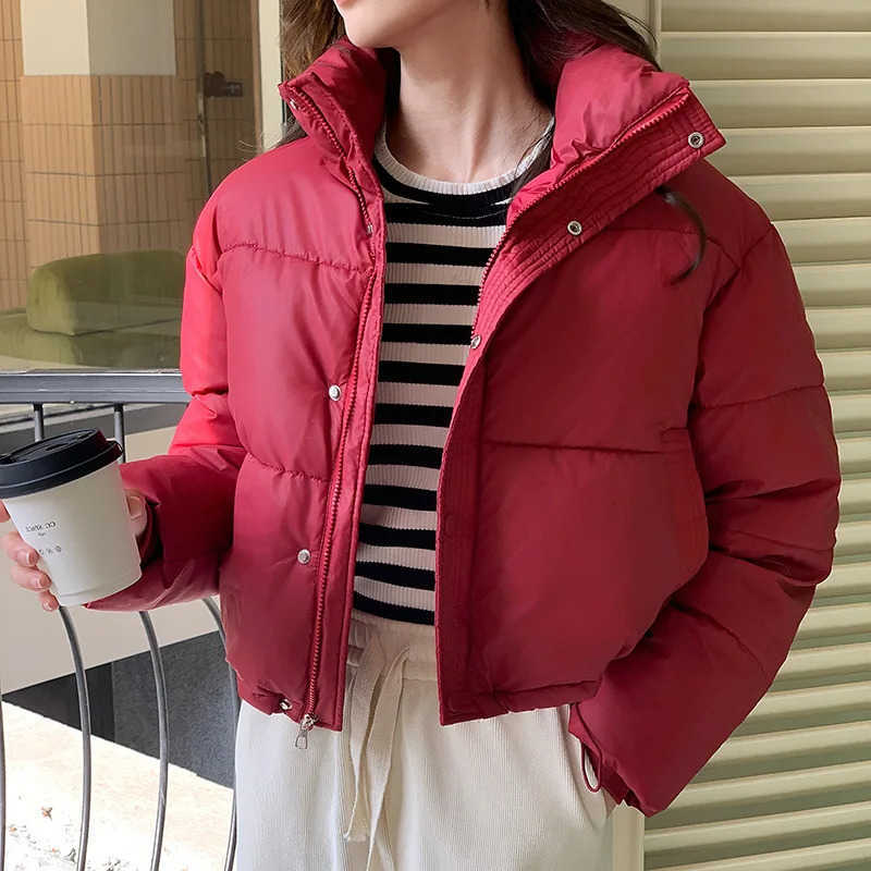 Clothing Winter Cropped Jacket Women Warm Short Puffer Jackets Lightweight Chic Stand Up Collar Student Cotton-padded Jacket New H260917