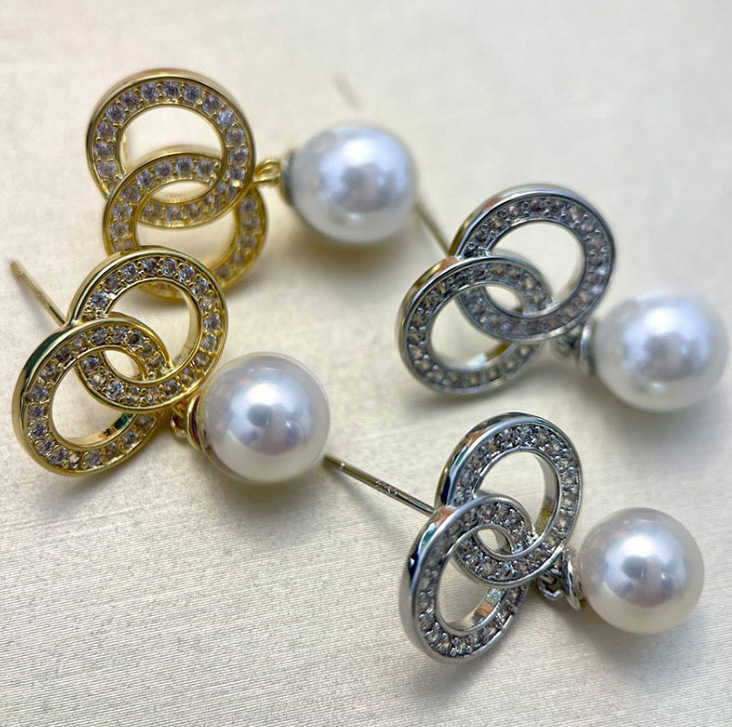 Stud Gold Earrings with Pearl Charm Elegant Jewelry for Women's Parties Weddings gift S260917AVIZ